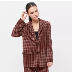 Urban Outfitters The Fifth Label Orange Black Plaid Oversized Blazer